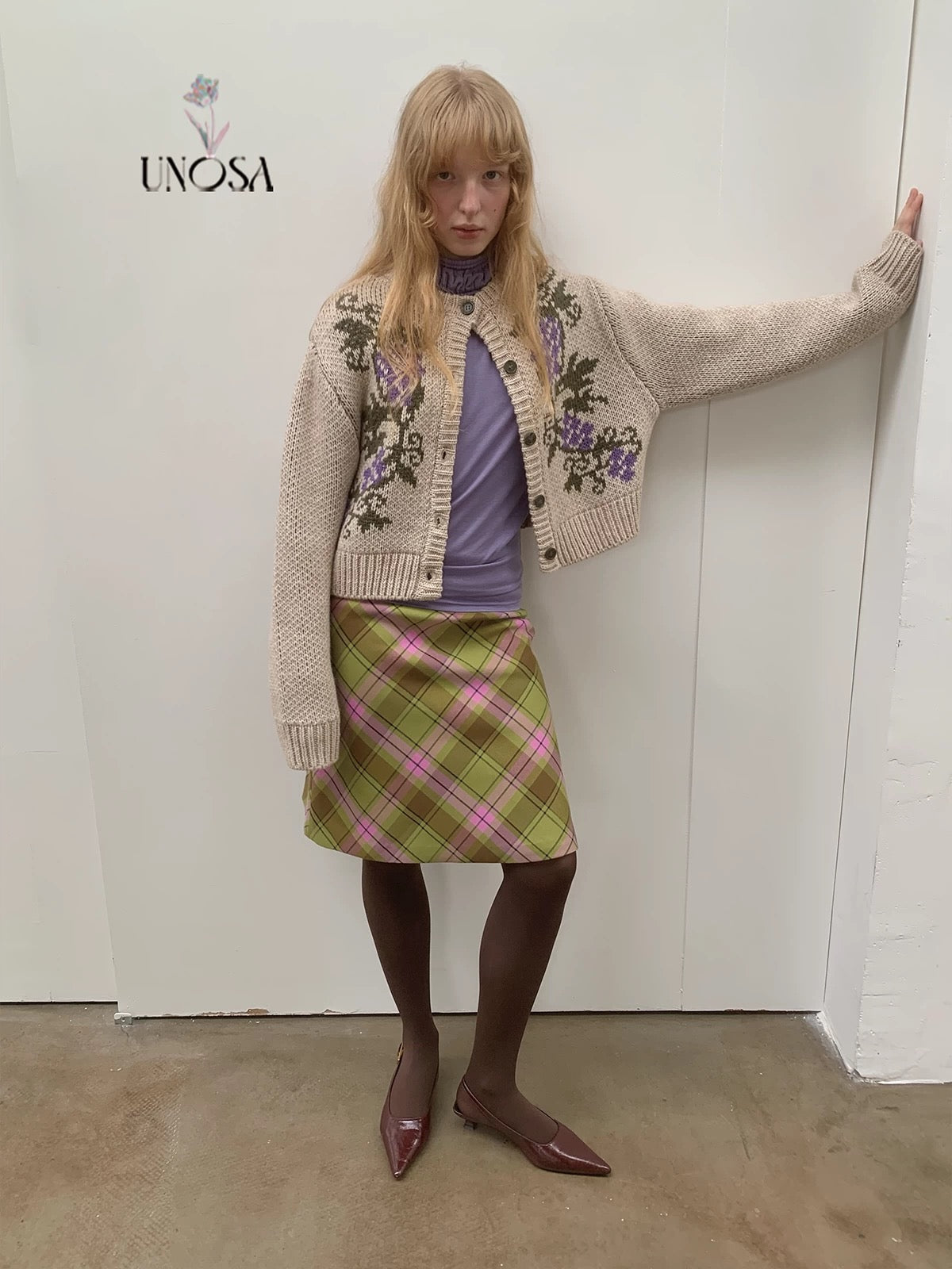 UNOSA. Original Design Plaid Vintage Straight Skirt