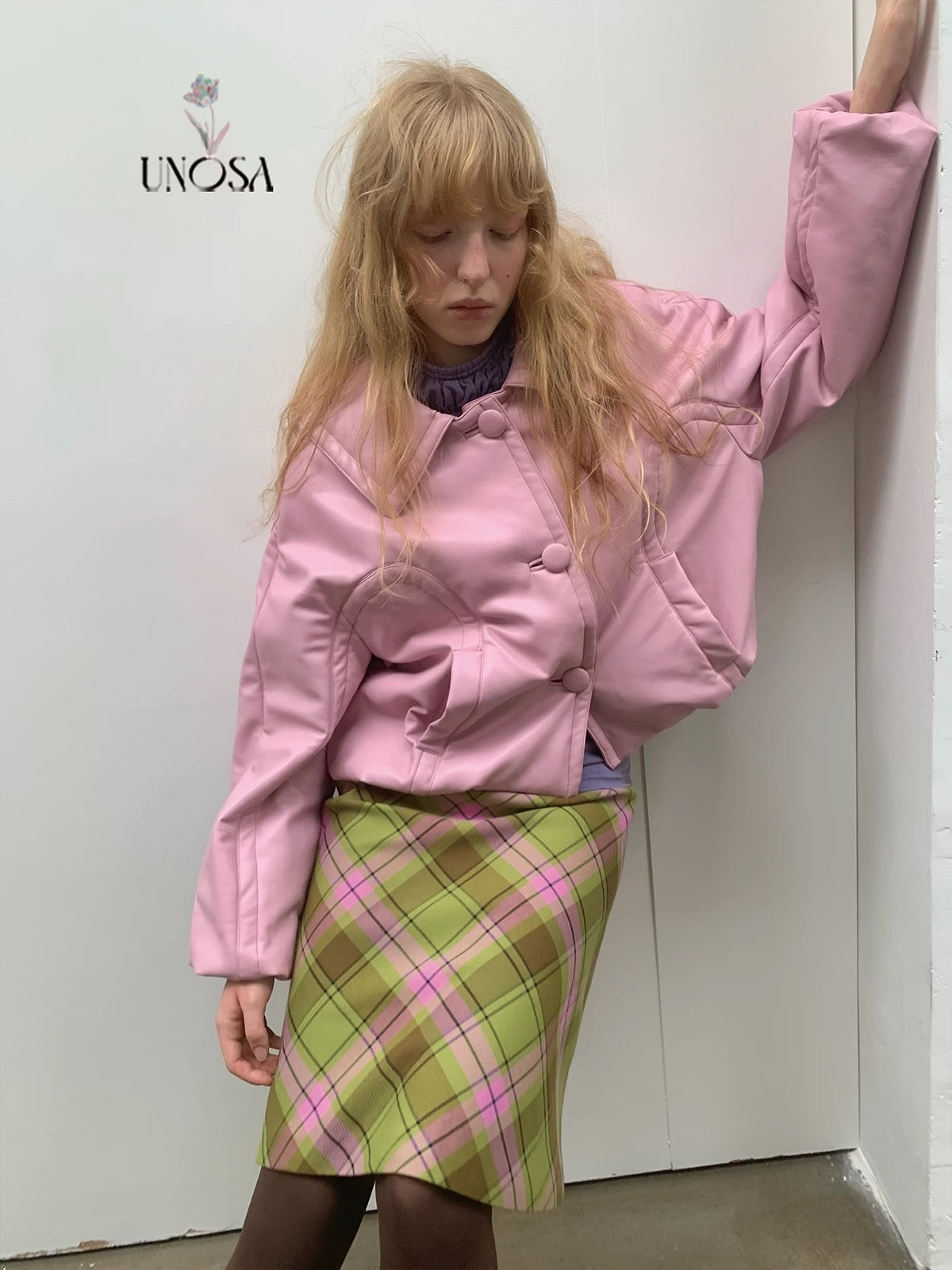 UNOSA. Original Design Plaid Vintage Straight Skirt