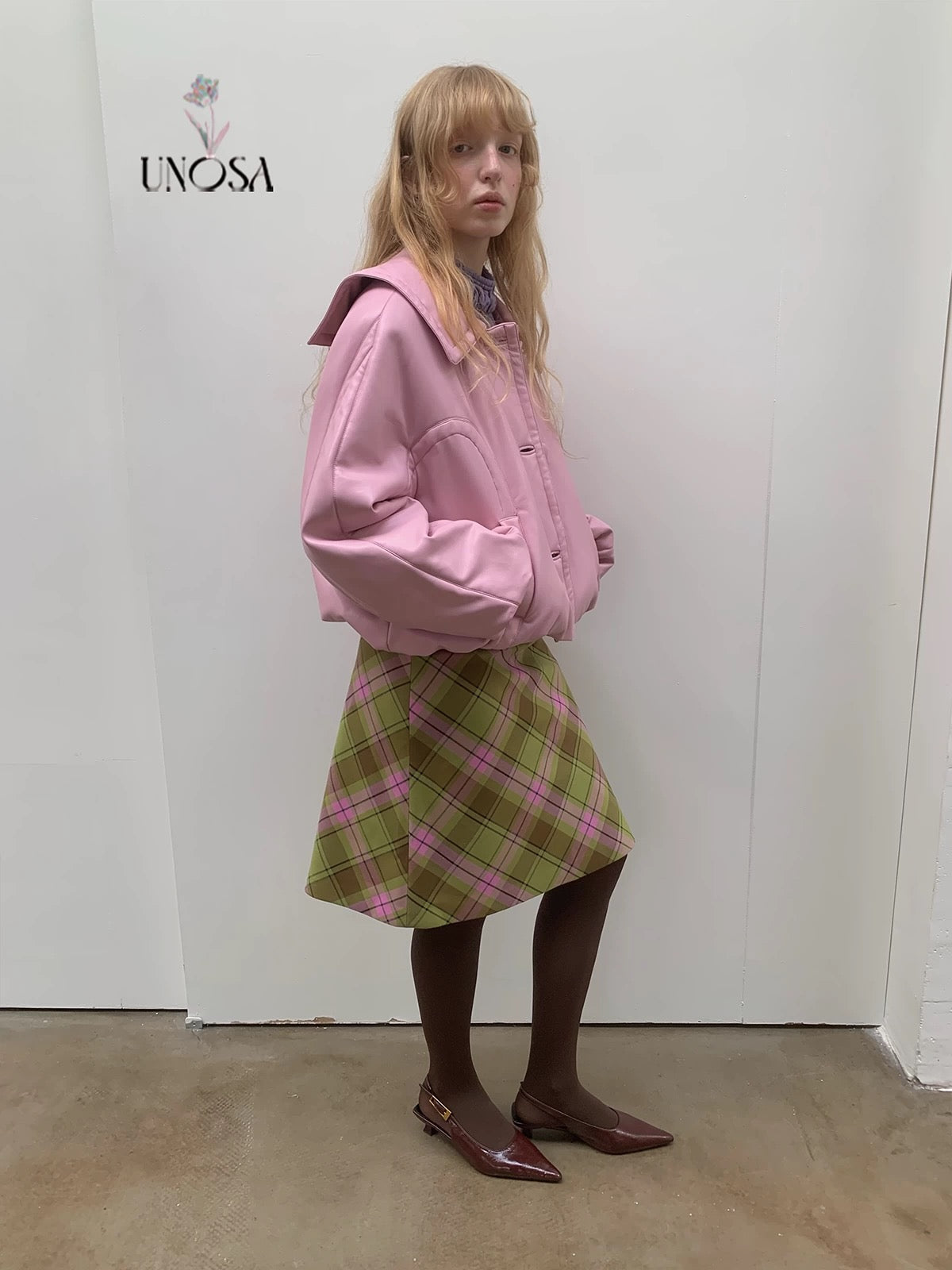 UNOSA. Original Design Plaid Vintage Straight Skirt