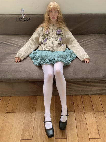 UNOSA. Original Design Grape-Pattern Jacquard Knit Cardigan Jacket