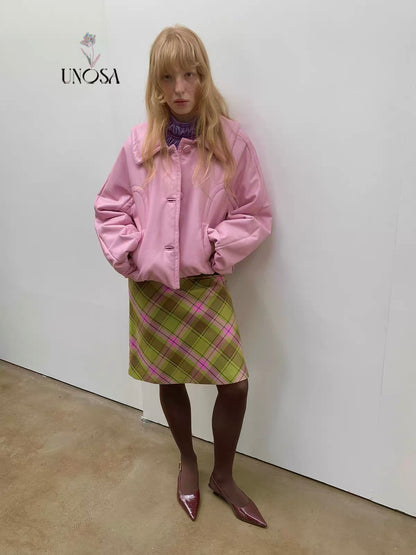 UNOSA. Original Design Pink Leather Jacket