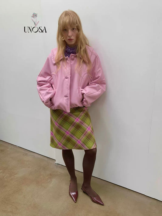 UNOSA. Original Design Pink Leather Jacket