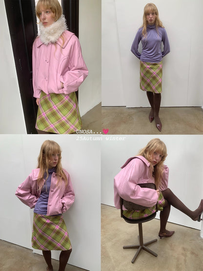 UNOSA. Original Design Pink Leather Jacket