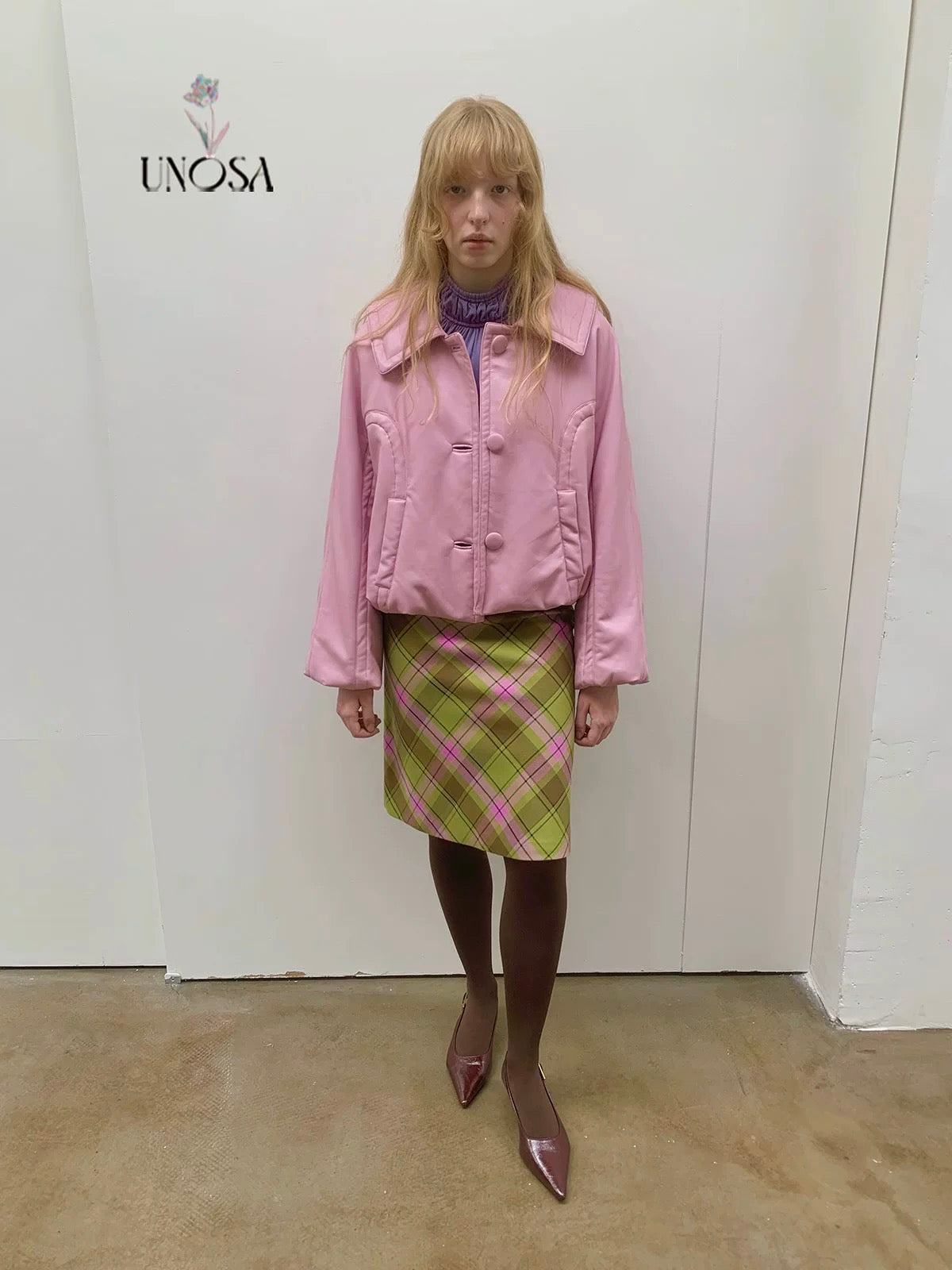 UNOSA. Original Design Pink Leather Jacket