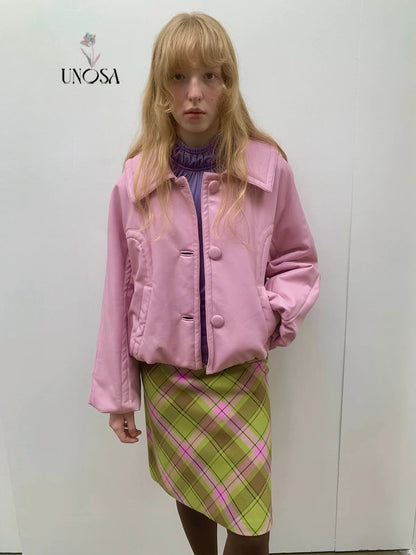 UNOSA. Original Design Pink Leather Jacket