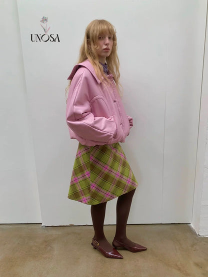 UNOSA. Original Design Pink Leather Jacket