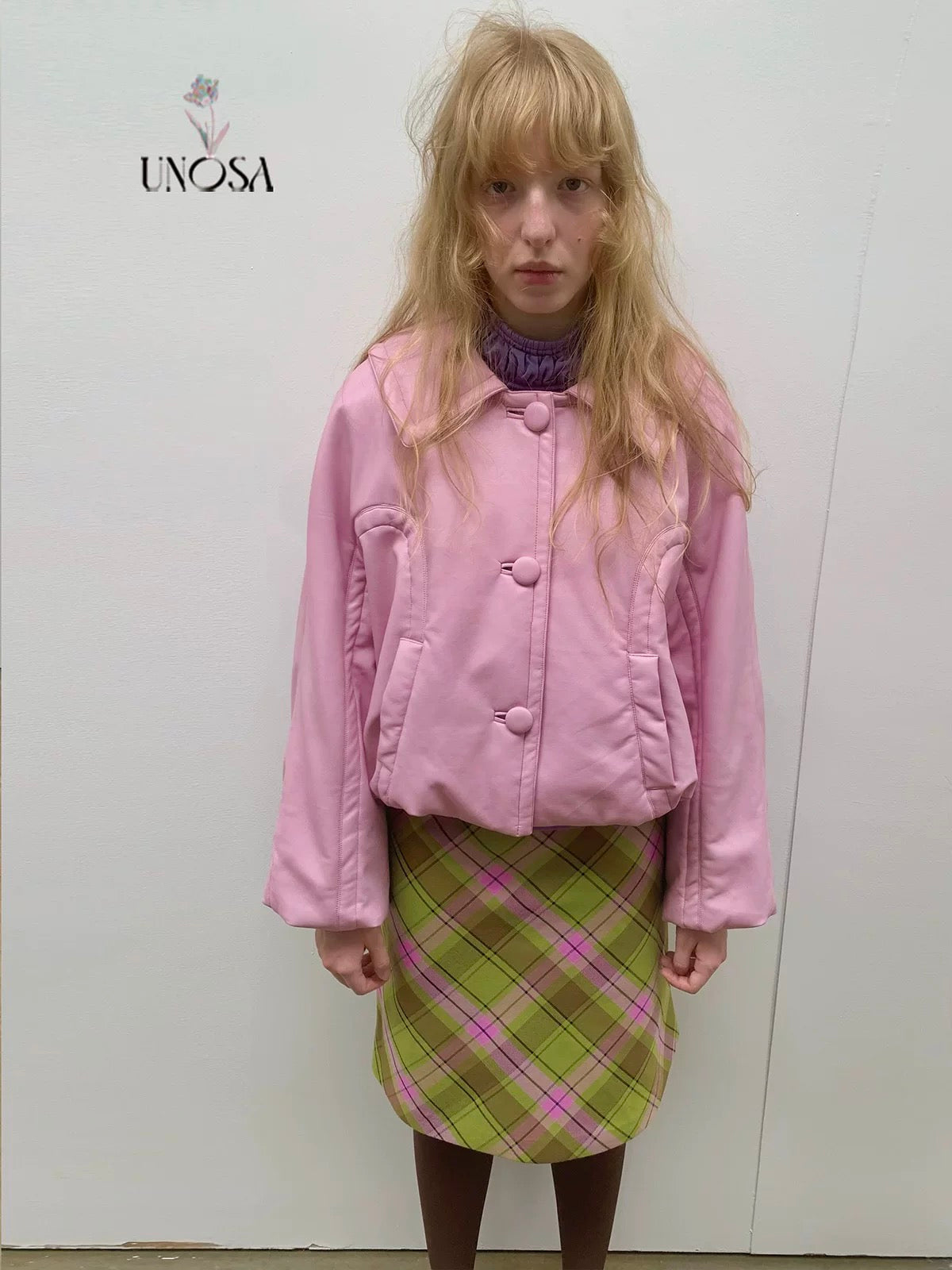 UNOSA. Original Design Pink Leather Jacket