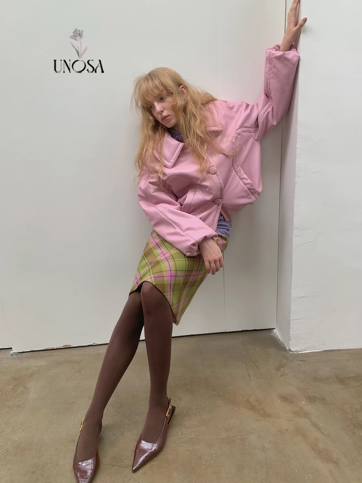 UNOSA. Original Design Pink Leather Jacket