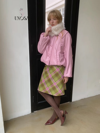 UNOSA. Original Design Pink Leather Jacket