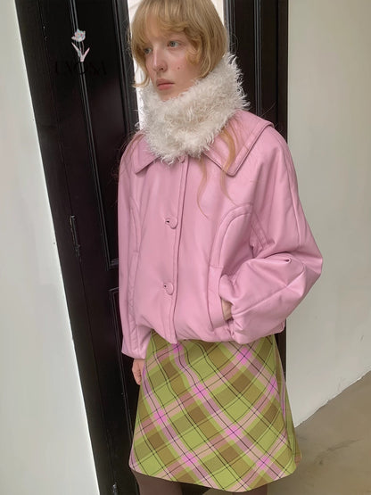 UNOSA. Original Design Pink Leather Jacket