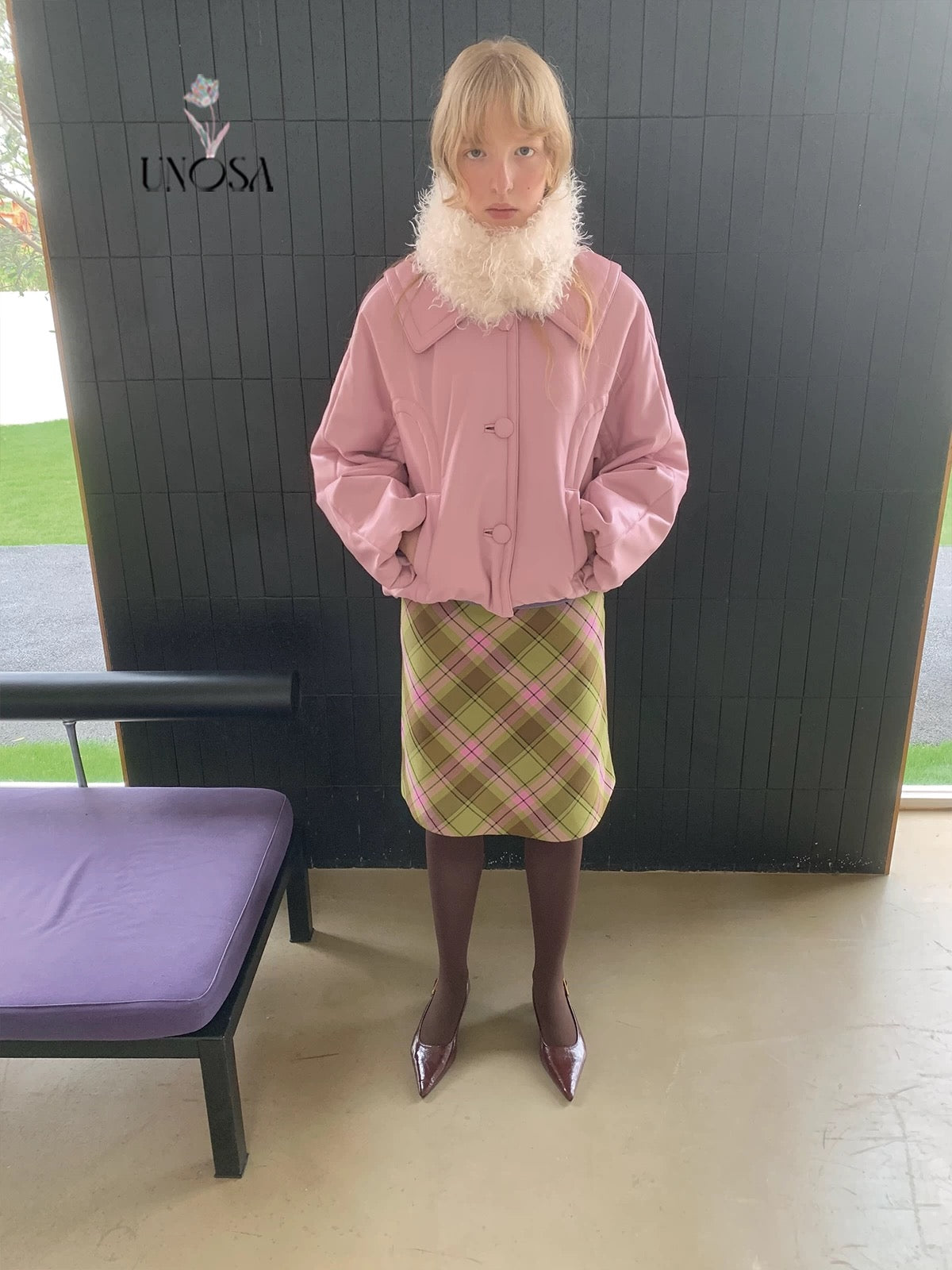 UNOSA. Original Design Pink Leather Jacket