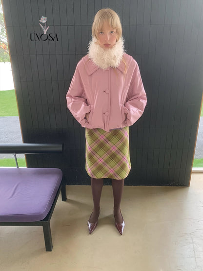 UNOSA. Original Design Pink Leather Jacket