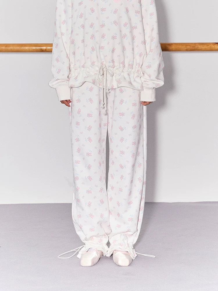 PER PEARL. Original Design Ballet Shoes Print Hoodie & Sweatpants Set