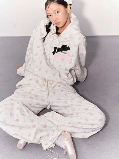 PER PEARL. Original Design Ballet Shoes Print Hoodie & Sweatpants Set