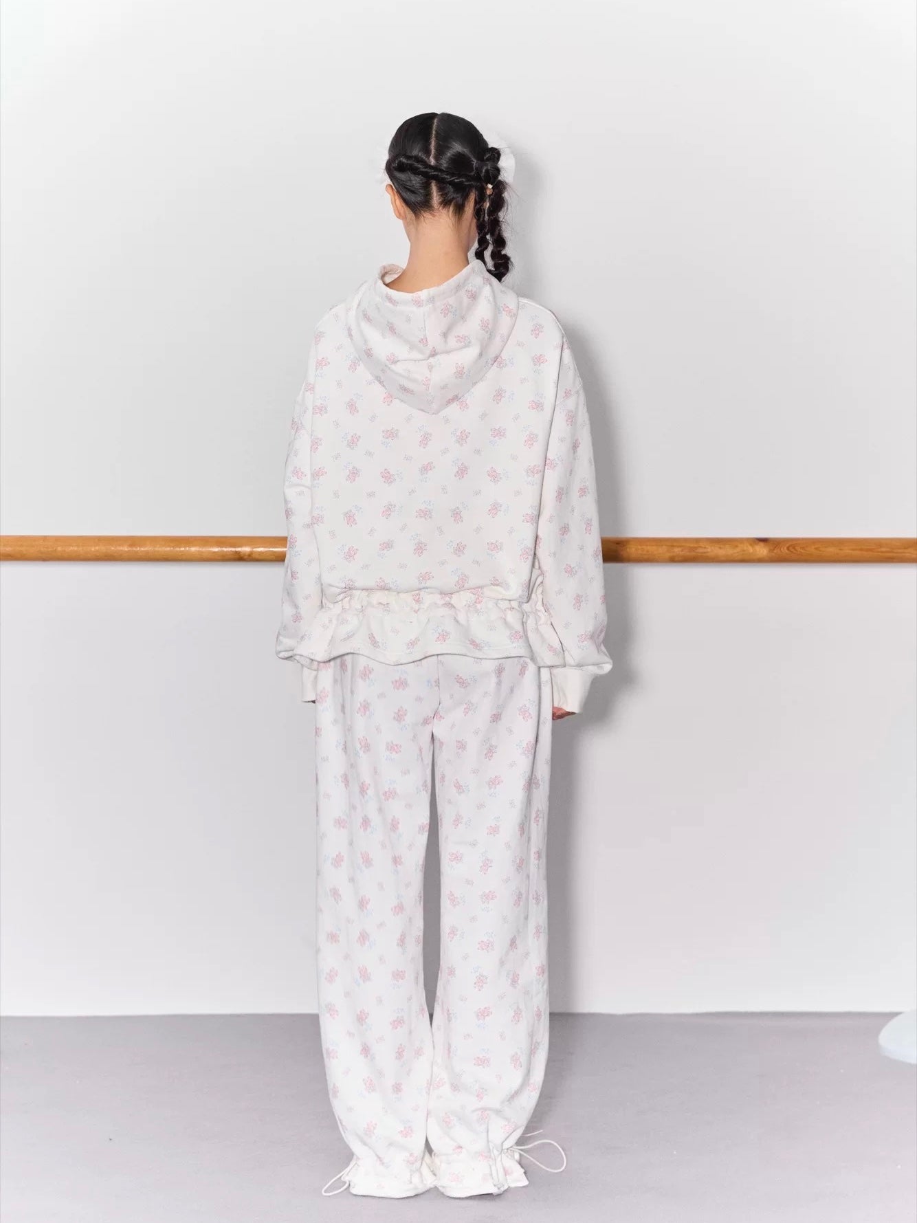 PER PEARL. Original Design Ballet Shoes Print Hoodie & Sweatpants Set
