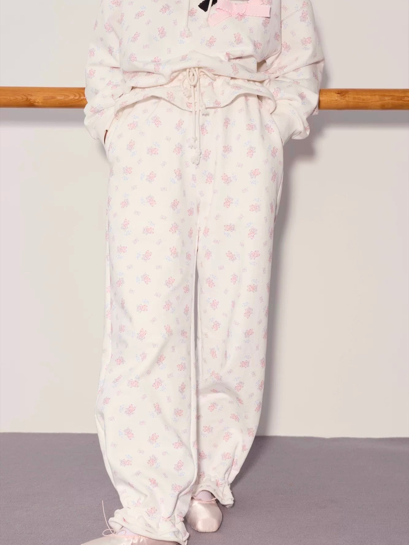 PER PEARL. Original Design Ballet Shoes Print Hoodie & Sweatpants Set