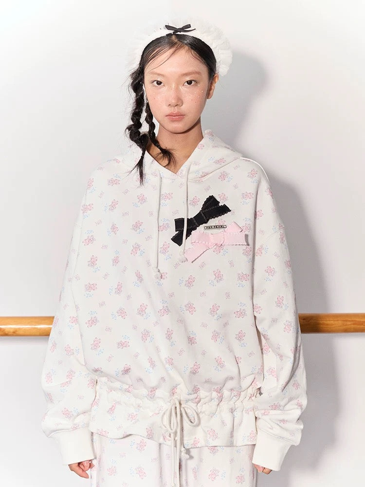 PER PEARL. Original Design Ballet Shoes Print Hoodie & Sweatpants Set