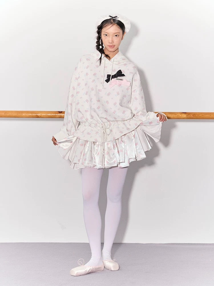 PER PEARL. Original Design Ballet Shoes Print Hoodie & Sweatpants Set