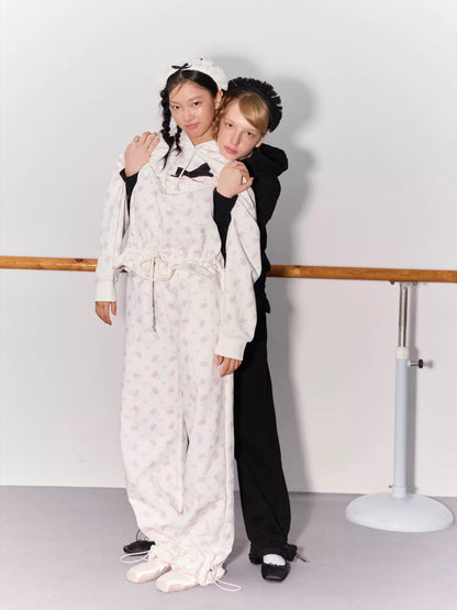 PER PEARL. Original Design Ballet Shoes Print Hoodie & Sweatpants Set