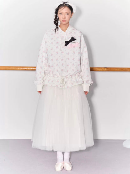 PER PEARL. Original Design Ballet Shoes Print Hoodie & Sweatpants Set