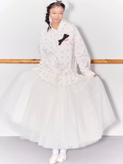 PER PEARL. Original Design Ballet Shoes Print Hoodie & Sweatpants Set