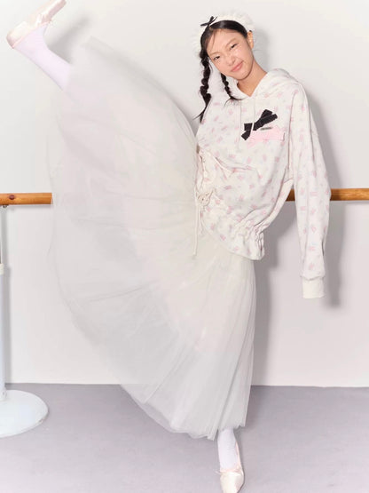 PER PEARL. Original Design Ballet Shoes Print Hoodie & Sweatpants Set