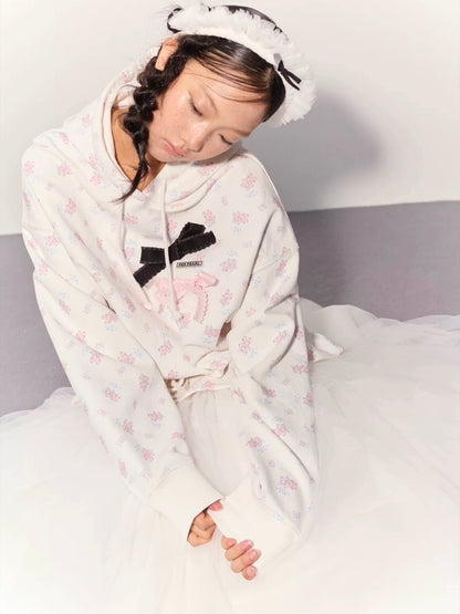 PER PEARL. Original Design Ballet Shoes Print Hoodie & Sweatpants Set