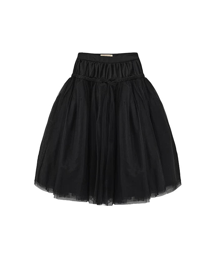PER PEARL. Original Design Gathered Multi-Layer Tulle Midi Skirt