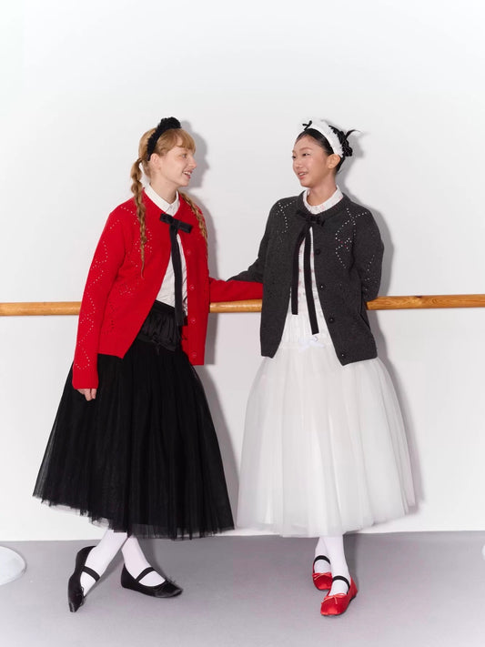 PER PEARL. Original Design Gathered Multi-Layer Tulle Midi Skirt