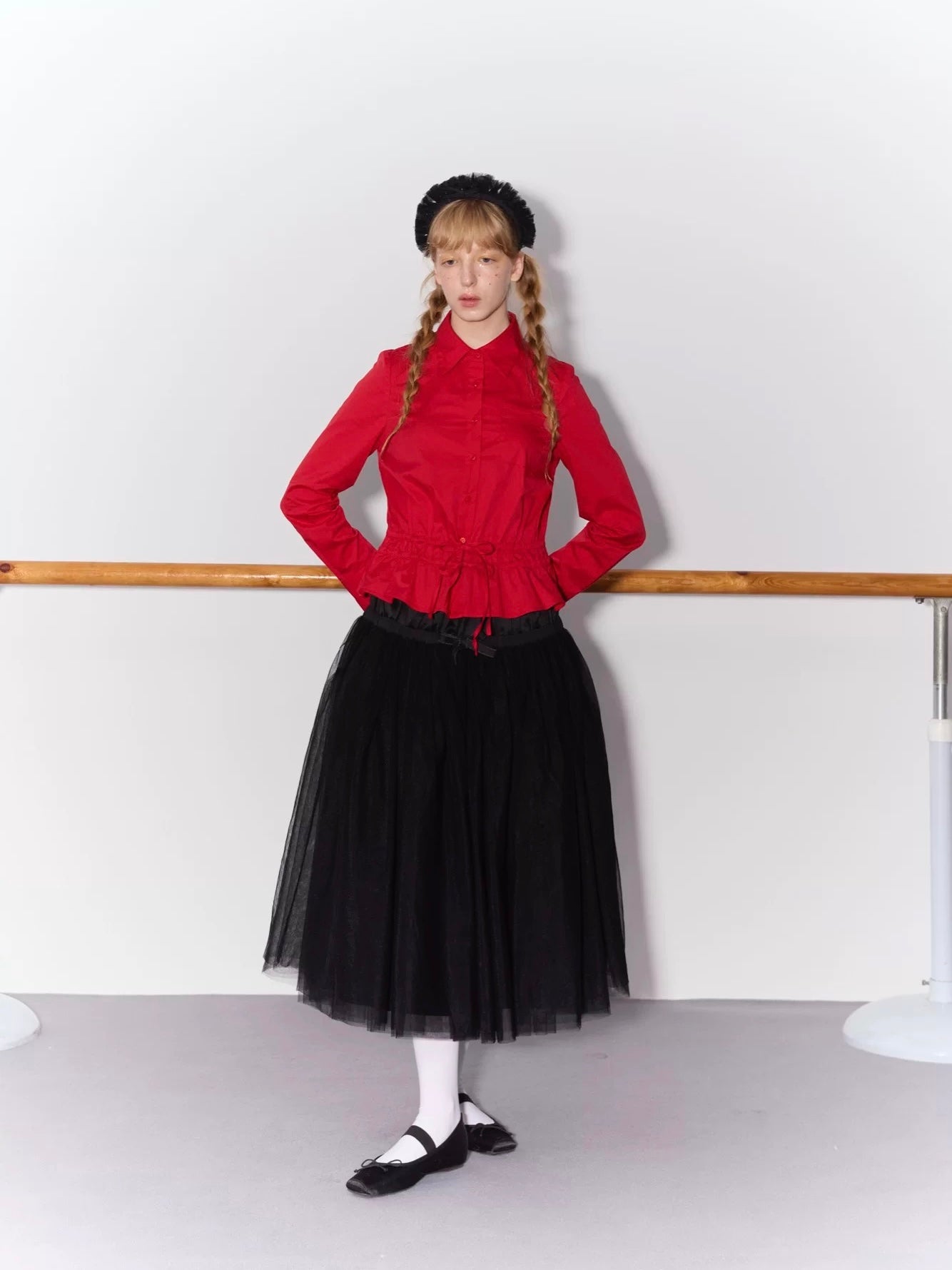 PER PEARL. Original Design Gathered Multi-Layer Tulle Midi Skirt