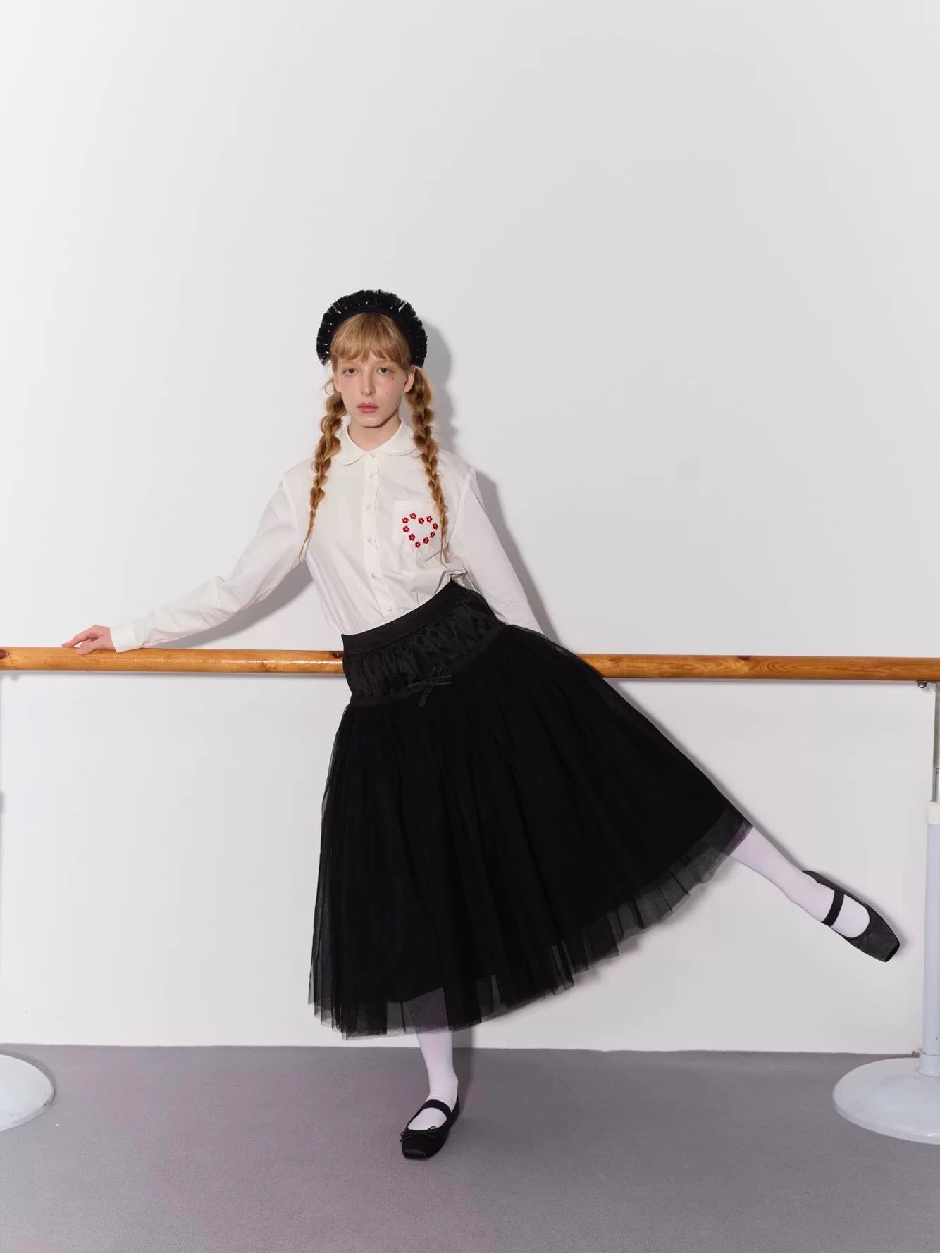 PER PEARL. Original Design Gathered Multi-Layer Tulle Midi Skirt