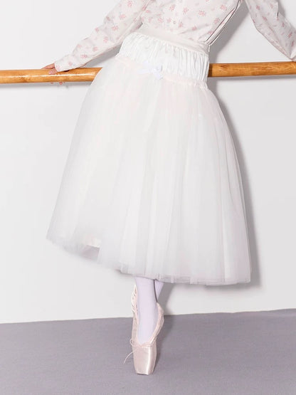 PER PEARL. Original Design Gathered Multi-Layer Tulle Midi Skirt