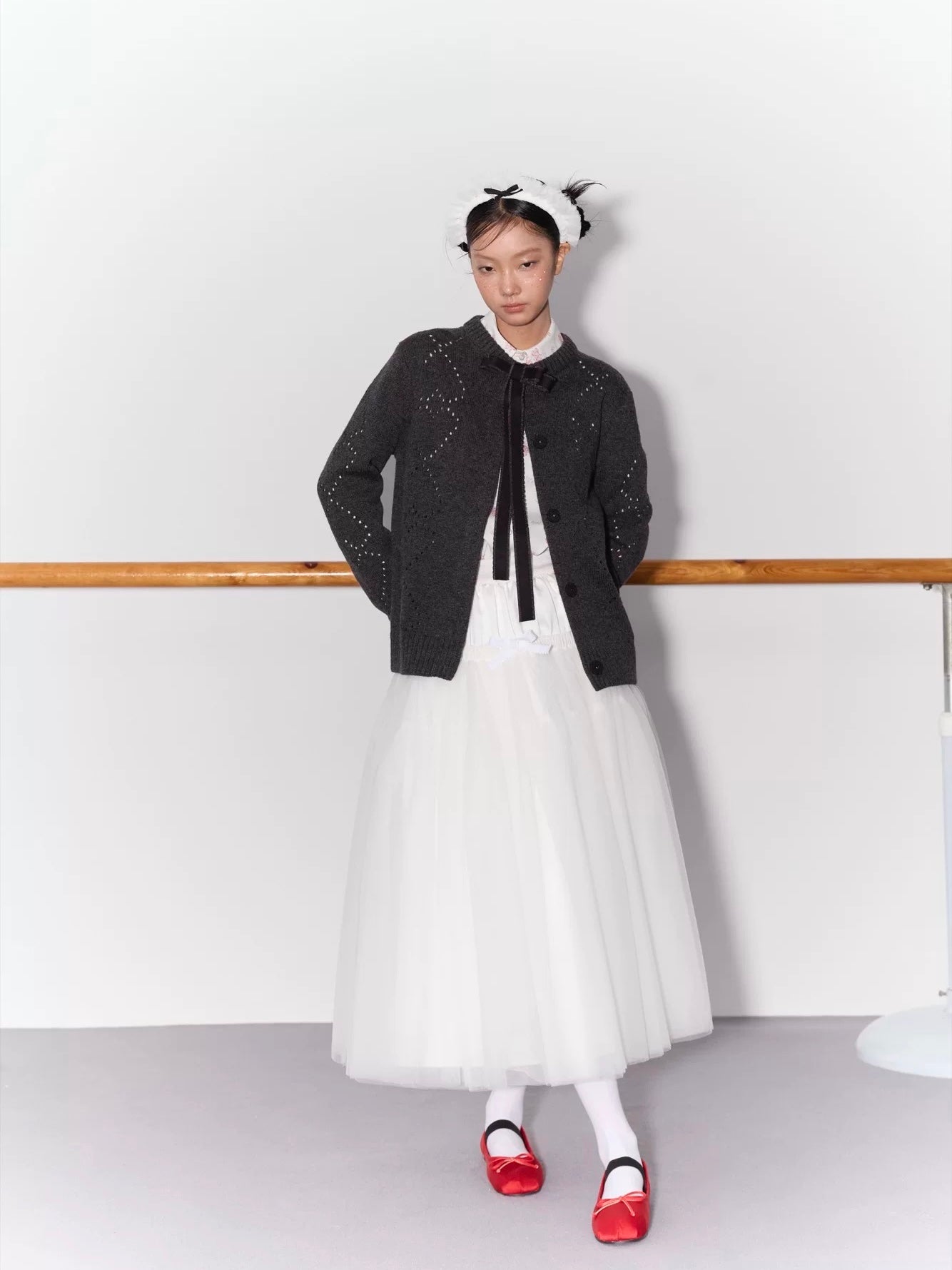 PER PEARL. Original Design Gathered Multi-Layer Tulle Midi Skirt