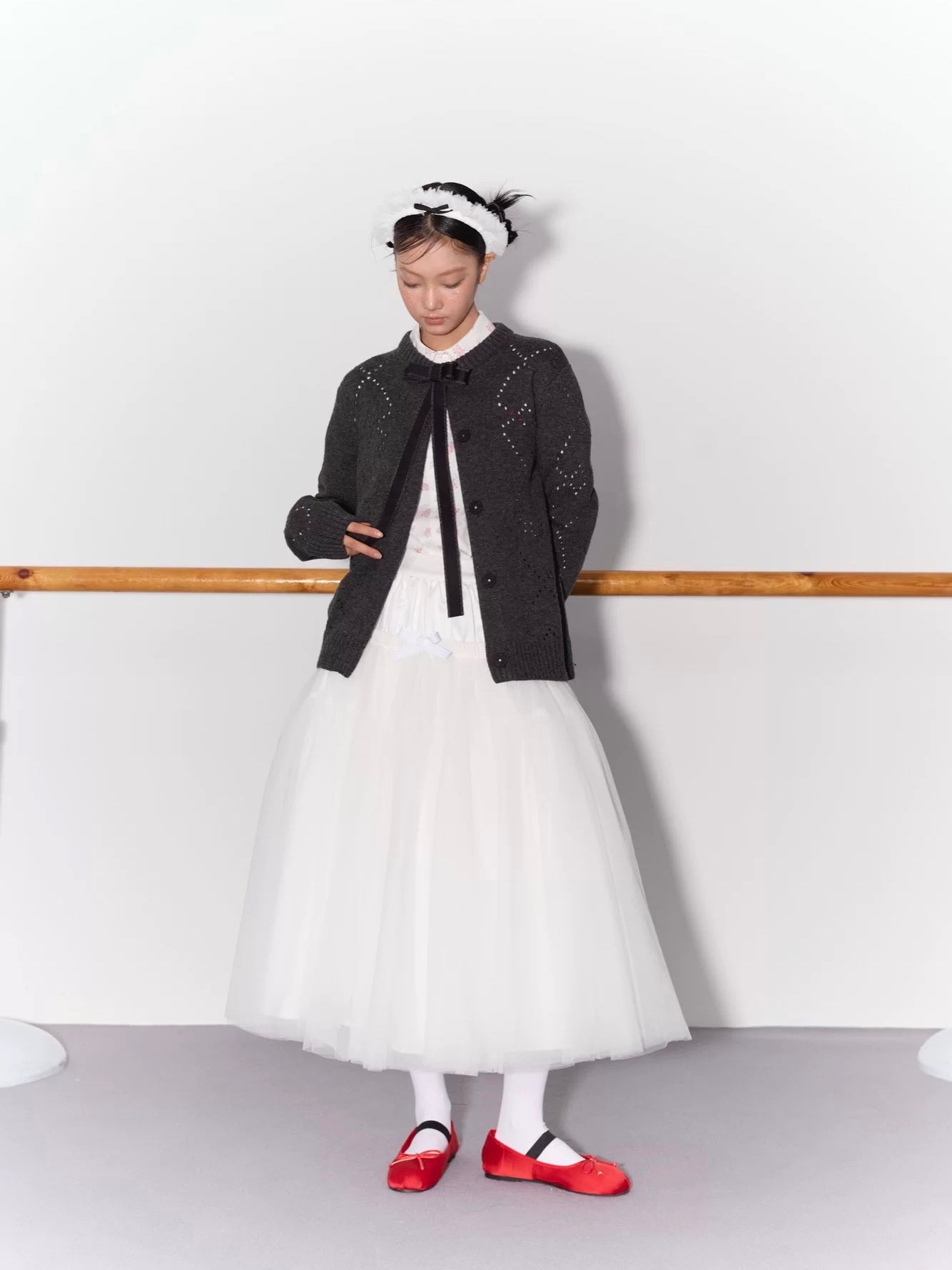 PER PEARL. Original Design Gathered Multi-Layer Tulle Midi Skirt