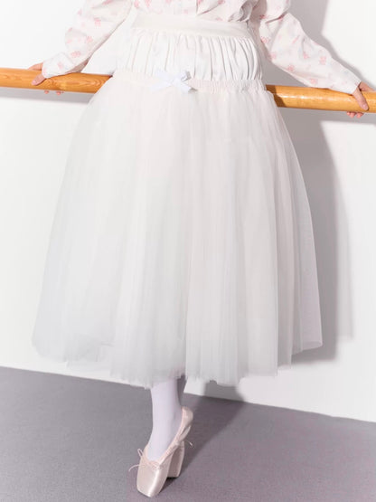 PER PEARL. Original Design Gathered Multi-Layer Tulle Midi Skirt