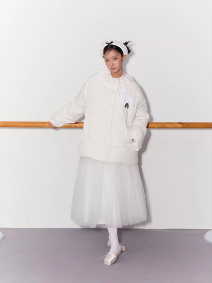 PER PEARL. Original Design Gathered Multi-Layer Tulle Midi Skirt