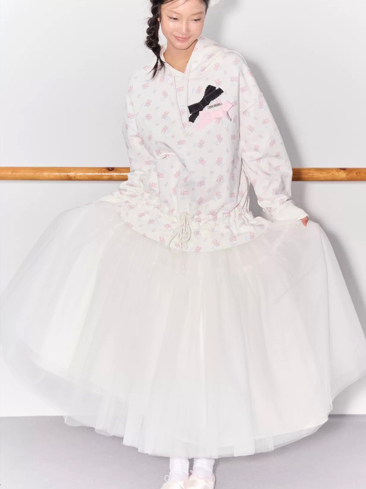 PER PEARL. Original Design Gathered Multi-Layer Tulle Midi Skirt