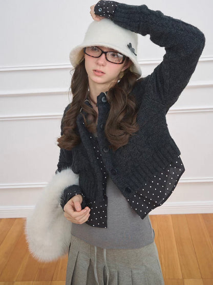 NECY. Original Design Layer Dot Cardigan