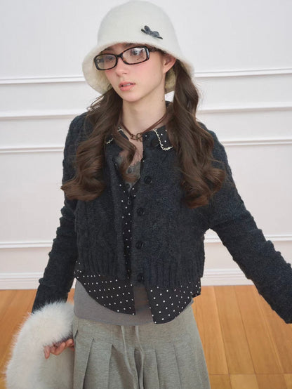 NECY. Original Design Layer Dot Cardigan