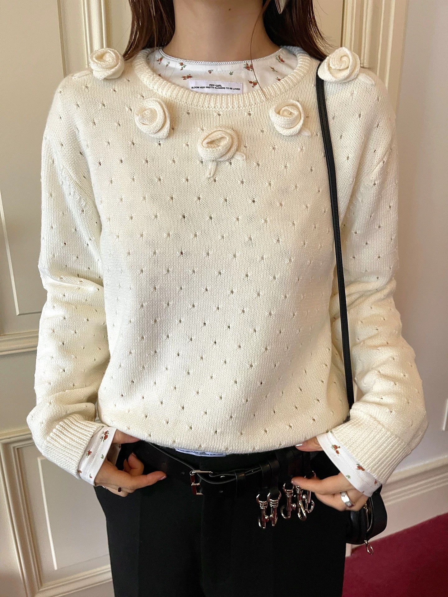 PFF GIRL. Original Design Floral Pullover Sweater