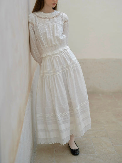 Kissgarnet. Original Design Floral Embroider Blouse & Skirt Set