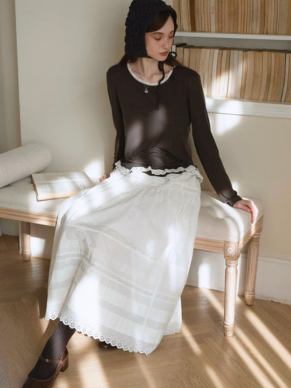 Kissgarnet. Original Design Floral Embroider Blouse & Skirt Set