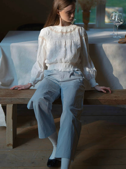 Kissgarnet. Original Design Floral Embroider Blouse & Skirt Set