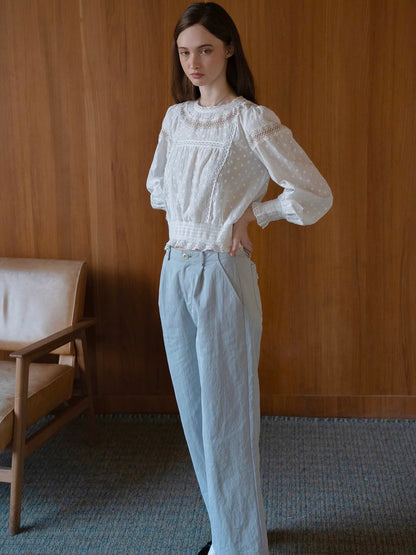 Kissgarnet. Original Design Floral Embroider Blouse & Skirt Set