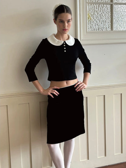 Papi Lav. Original Design Peter Pan Collar  Knit Top