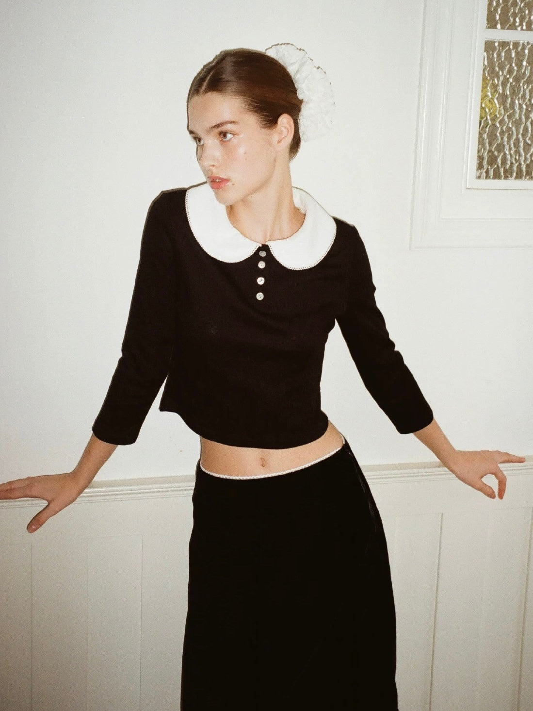 Papi Lav. Original Design Peter Pan Collar  Knit Top