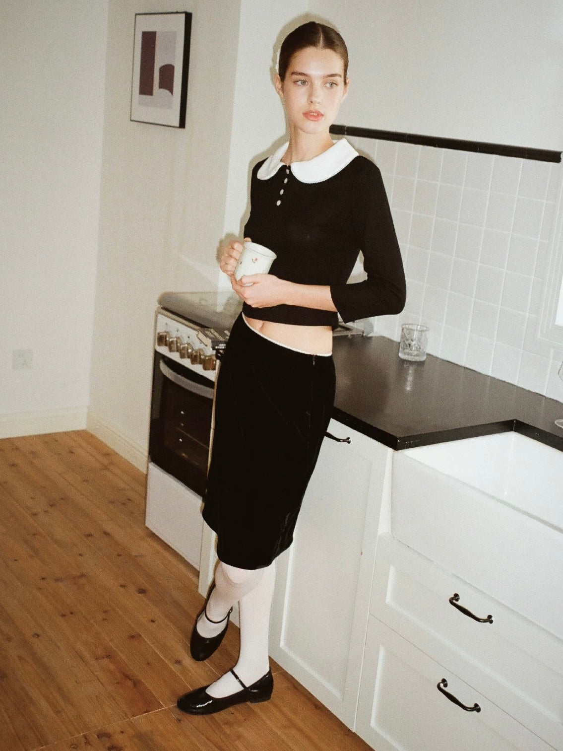 Papi Lav. Original Design Peter Pan Collar  Knit Top