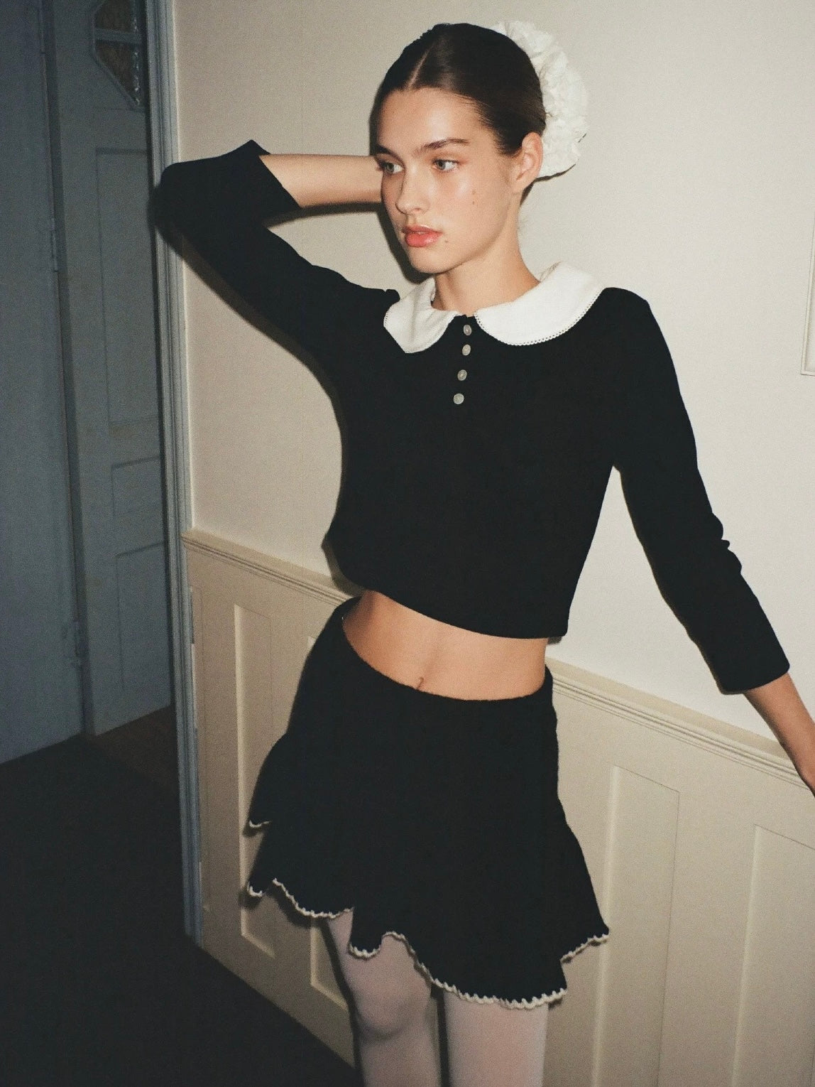 Papi Lav. Original Design Peter Pan Collar  Knit Top