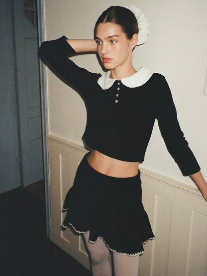 Papi Lav. Original Design Peter Pan Collar  Knit Top