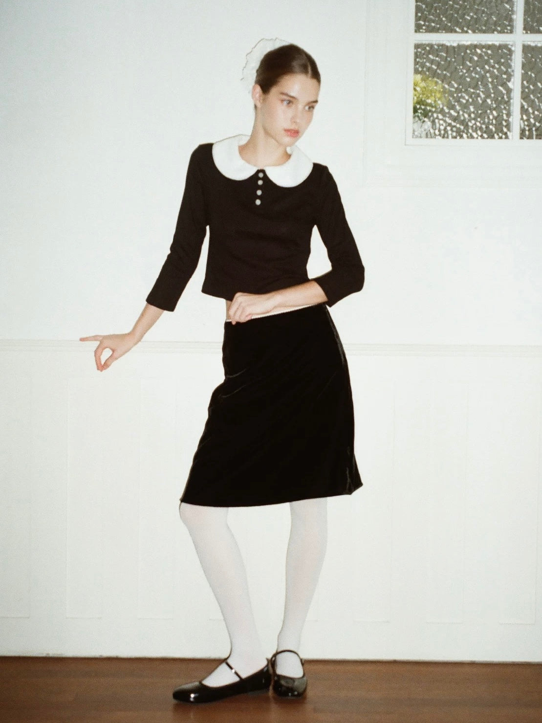 Papi Lav. Original Design Peter Pan Collar  Knit Top